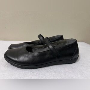 GEOX Respira LEATHER BALLERINA Mary Jane FLATS Girls size 3 (34) black